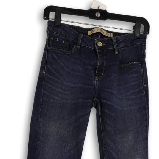 Womens Blue Denim Slim Fit Medium Wash Pockets Skinny Leg Jeans Size 4 image number 3
