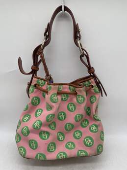 Womens Pink Green Monogram Pockets Drawstring Bucket Handbag W-0532027-E alternative image