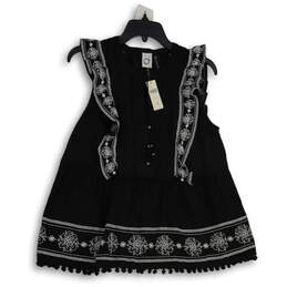 NWT Womens Black White Akemi+Kin Adelina Embroidered Blouse Top Size 12