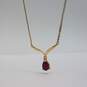 14k Gold Diamond Ruby Drop Pedant Necklace 4.0g image number 1