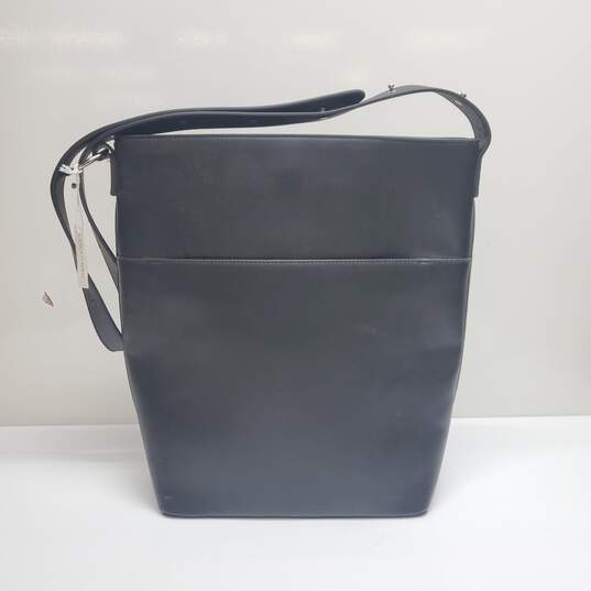 Urban Outfitters Black Vegan Leather Shoulder Bag 15x13.5x5" image number 1