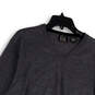 Mens Gray Tight-Knit Long Sleeve V-Neck Pullover Sweater Size Medium image number 3