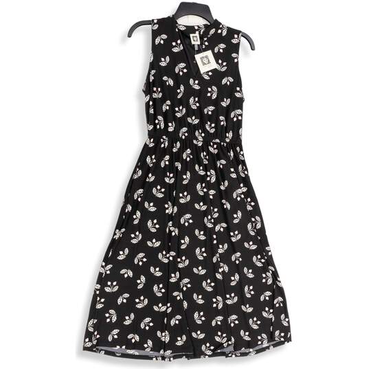 NWT Anne Klein Womens Black Floral Sleeveless Fit & Flare Dress Size 4 image number 1