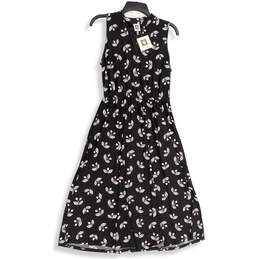 NWT Anne Klein Womens Black Floral Sleeveless Fit & Flare Dress Size 4