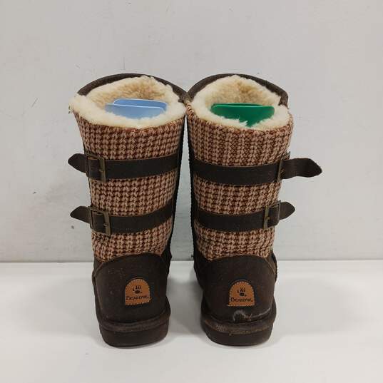 Bearpaw Boshie Style Brown Leather Winter Boots Size 10 image number 3