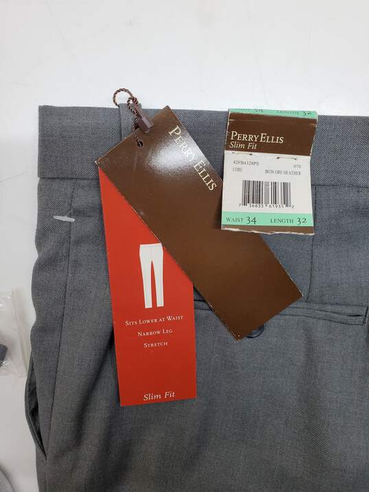 Perry Ellis Iron Ore Heather Slim Fit Pants Size 34Wx32L NWT image number 2