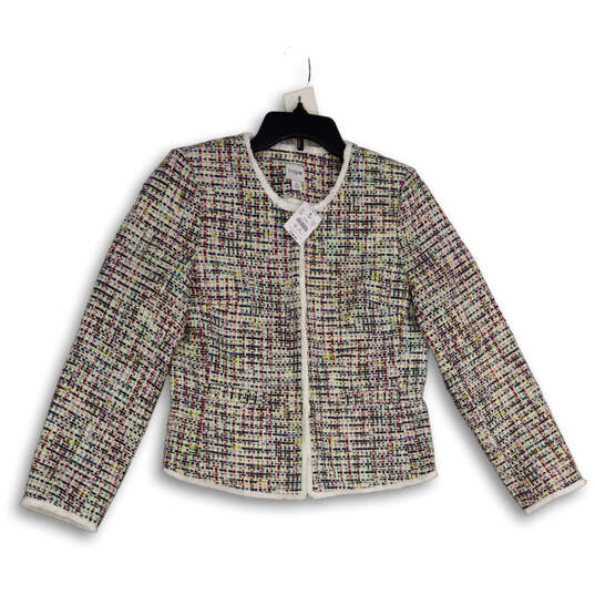 NWT Womens Multicolor Welt Pocket Long Sleeve Tweed Jacket Size 2 image number 1