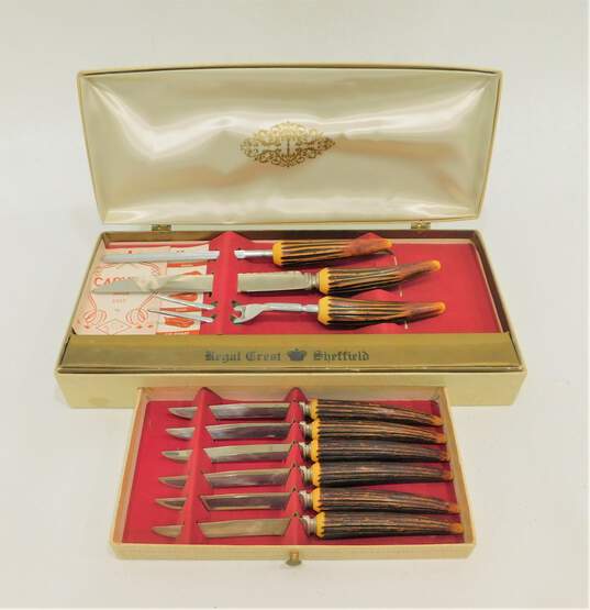 Vintage Regal Crest Sheffield Knife Carving Set IOB image number 2