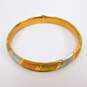 14K Tri Color Gold Brushed & Diamond Cut Diagonal Etched Hinged Bangle Bracelet 10.0g image number 3