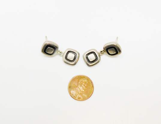 Zina 925 Modernist Overlay Squares Linked Drop Post Earrings image number 4