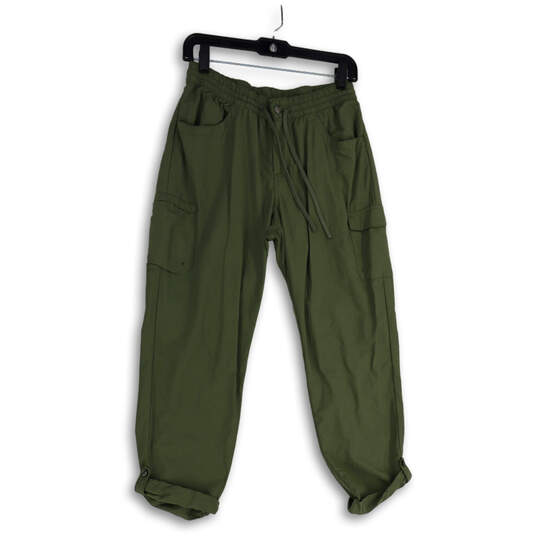 Womens Green Elastic Waist Drawstring Tapered Leg Jogger Pants Size Medium image number 1