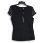 NWT Womens Black Round Neck Cap Sleeve Pullover Blouse Top Size Medium image number 1