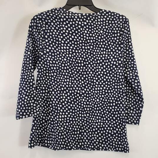 Chico's Women Navy Polka Dot Top Sz0 NWT image number 2
