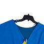 NWT Womens Blue Short Sleeve Round Neck Back Zip Sheath Dress Size Large image number 4