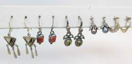 Artisan Sterling Silver Coral Peridot Pearl Mother Of Pearl Earrings 21.8g
