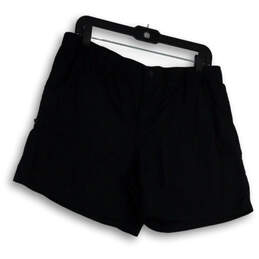 Womens Black Flat Front Elastic Waist Stretch Athletic Shorts Size Large alternative image