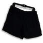 Womens Black Flat Front Elastic Waist Stretch Athletic Shorts Size Large image number 2