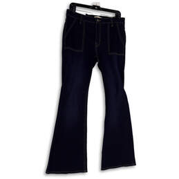 NWT Womens Blue Medium Wash Mid-Rise Stretch Denim Flared Leg Jeans Size 30