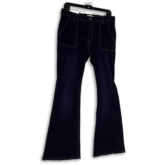 NWT Womens Blue Medium Wash Mid-Rise Stretch Denim Flared Leg Jeans Size 30 image number 1