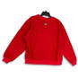 Womens Red Crew Neck Long Sleeve Stretch Pullover Sweatshirt Size S image number 2