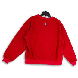 Womens Red Crew Neck Long Sleeve Stretch Pullover Sweatshirt Size S alternative image