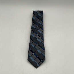 Mens Blue Gray Silk Adjustable Classic Pointed Designer Neck Tie One Size