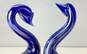 2 Blown Cobalt Blue Swans Glass Sculptures Ceramic Art Figurines image number 6