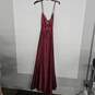Red Satin Embellished Neckline Sleeveless Gown Dress image number 1