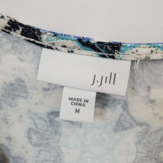 J. Jill Blue Lapis Art Floral Patterned Midi Sheath Dress WM Size M NWT image number 3