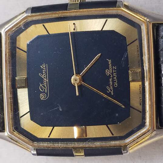 Dufonte By Lucien Piccard Black & Gold Tone Vintage Quartz Watch image number 2