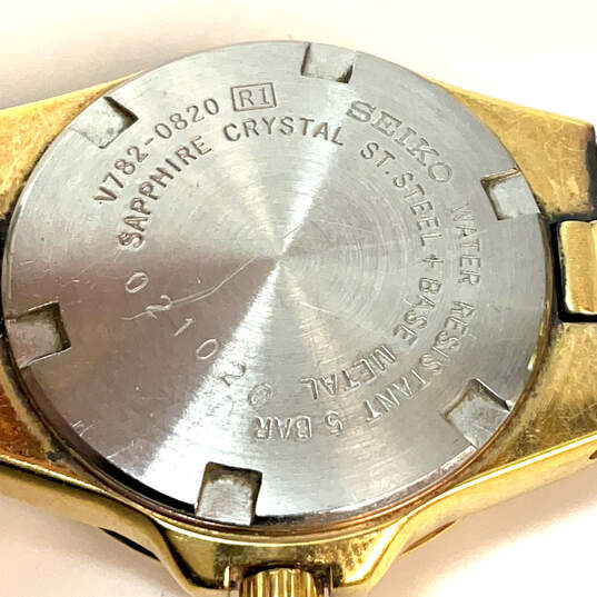 Designer Seiko V782-0820 Gold-Tone Chain Strap Round Dial Analog Wristwatch image number 5