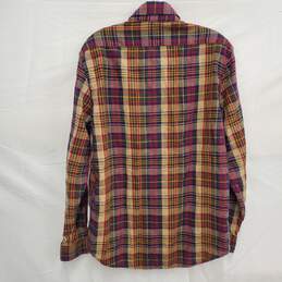 Taylor Stitch MN's 100% Organic Cotton Tan Multi Color Plaid Long Sleeve Shirt Size 40 alternative image
