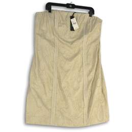 NWT Lane Bryant Womens Off White Embroidered Strapless Back Zip Mini Dress 22