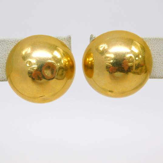 14K Yellow Gold Dome Omega Clip Earrings 5.2g image number 2