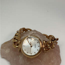 Designer Fossil ES3392 Gold-Tone Link Chain Round Dial Analog Wristwatch