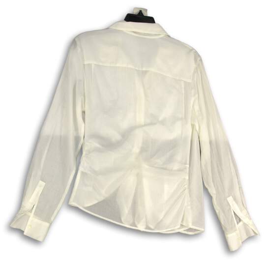 Allsaints Womens White Long Sleeve Collared Button-Up Shirt Size Medium image number 2