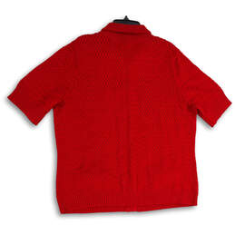 NWT Womens Red Knitted Short Sleeve Button Front Cardigan Sweater Size 3X alternative image