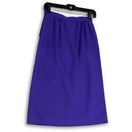 Womens Blue Pleated Front Side Zip Classic Straight & Pencil Skirt Size 6
