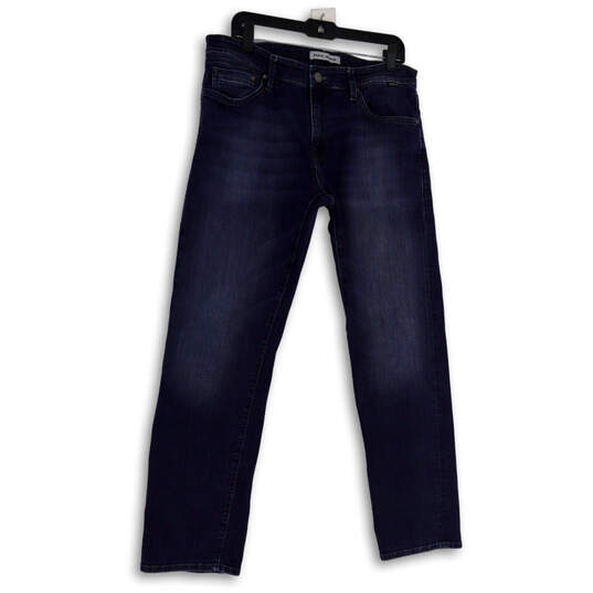 Womens Blue Denim Medium Wash Pocket Stretch Straight Jeans Size 34/32 image number 4