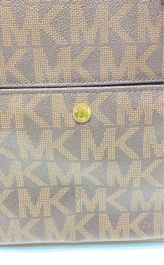 Michael Kors Monogram Signature Pocket Tote Bag Brown image number 3