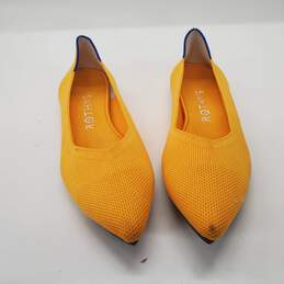 Rothys Yellow Knit Pointed Toe Flats Women's Size 7.5