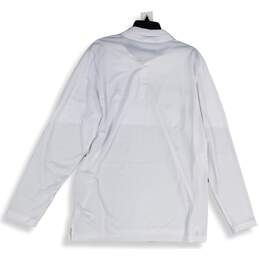 NWT Travis Mathew Mens White Striped Spread Collar Long Sleeve Polo Shirt Sz XL alternative image