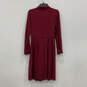 Womens Red Striped Collared Long Sleeve Front Button Shirt Dress Size 6 image number 2