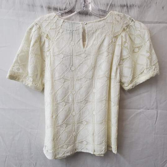 Maeve White Lace Short Sleeve Top Size XS Petite image number 2