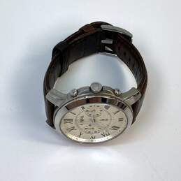 Designer Fossil FS4735 Silver-Tone Brown Leather Strap Chronograph Wristwatch alternative image