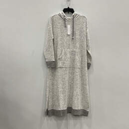 NWT Womens Gray Long Sleeve Kangaroo Pocket Sweatshirt Dress Size M 10/12
