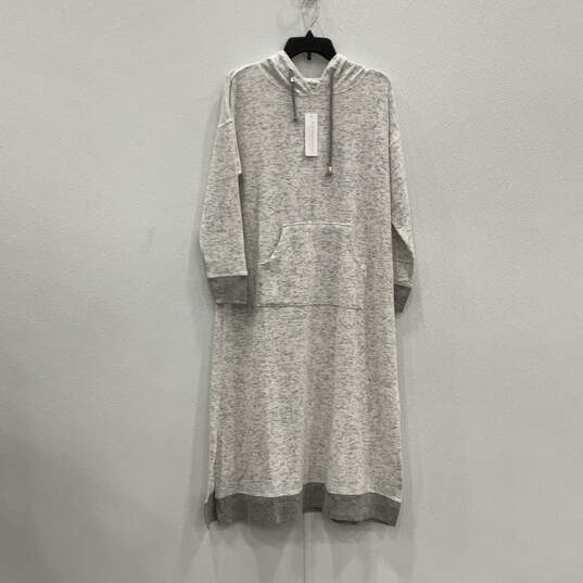 NWT Womens Gray Long Sleeve Kangaroo Pocket Sweatshirt Dress Size M 10/12 image number 1