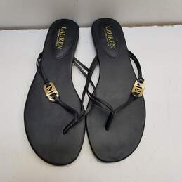 Lauren By Ralph Lauren Emalia Black Nappa Leather Flip-Flop Thong Sandals Size 8 B