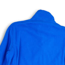 Womens Blue Fleece Pockets Long Sleeve Mock Neck Full-Zip Jacket Size Large