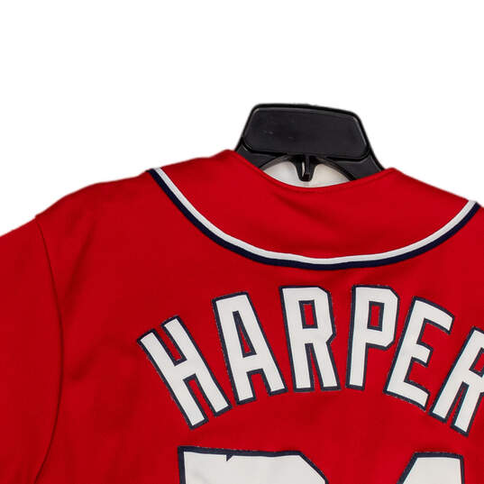Mens Red Washington Nationals Bryce Harper #34 MLB Baseball Jersey Size L image number 4